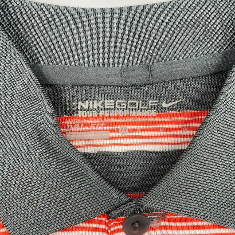 Nike Orange Gray Striped Polo | Size M